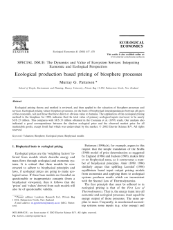 Ecological production based pricing of biosphere processes