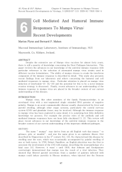 Cell Mediated And Humoral Immune Responses To Mumps Virus