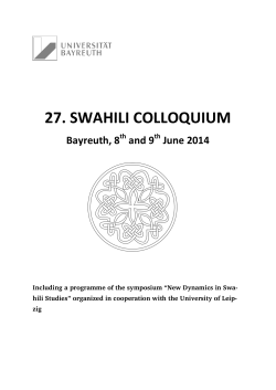 27. swahili colloquium - Universit&auml;t Bayreuth