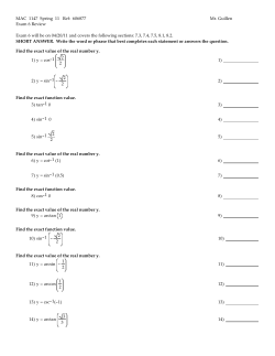 MAC 1147 Spring 11 Ref: 606877 Mr. Guillen Exam 6 Review Exam