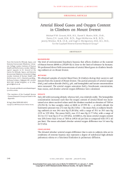 Arterial Blood gases and oxygen content in climbers on Mount Everest