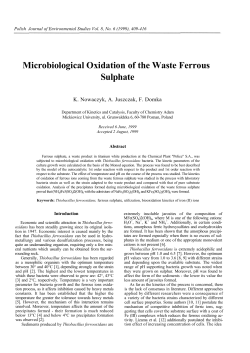 Microbiological Oxidation of the Waste Ferrous Sulphate