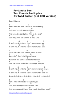 Fortunate Son Tab Chords And Lyrics By Todd Snider
