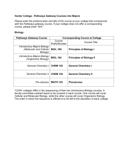Pathways Gateway Courses into Majors Please enter the prefix