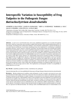 Interspecific Variation in Susceptibility of Frog Tadpoles to the