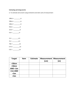 Target Item Estimate Measurement (cm) Measurement (m) 50cm