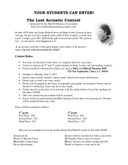 The Lost Acrostic Contest - BIDWELL MANSION ASSOCIATION