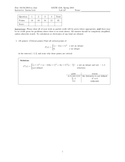 Due: 03/03/2016 in class Instructor: Janina Letz MATH 1210, Spring