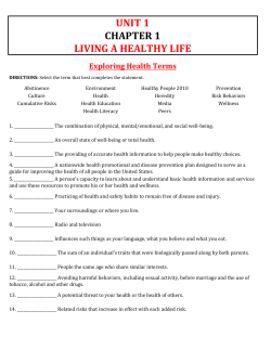 unit 1 chapter 1 living a healthy life