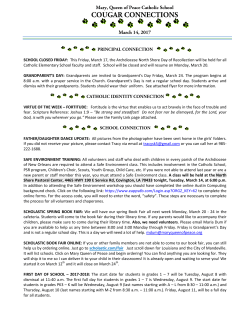 SCHOOL CLOSED FRIDAY: This Friday, March 17, the Archdiocese