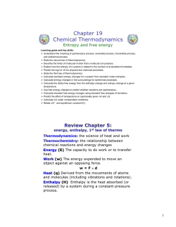 Chapter 19 Chemical Thermodynamics