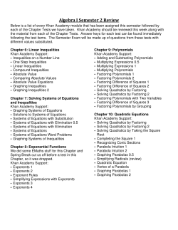 Algebra I Semester 2 Review