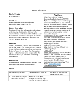 Integer Subtraction Student Probe Lesson Description Rationale