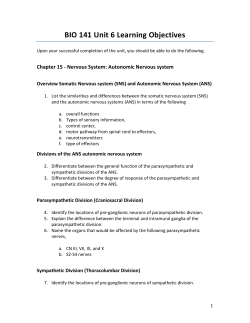 BIO 141 Unit 6 Learning Objectives