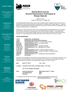Spring Short Course - ASCE Seattle Section Geotechnical Group