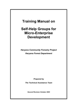 Training Manual on Self-Help Groups for Micro