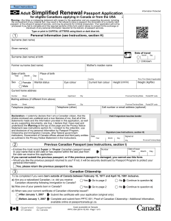 Adult Simplified Renewal Passport Application