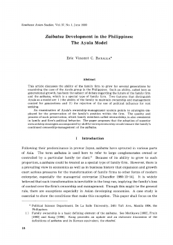 Zaibatsu Development in the Philippines: The Ayala Model