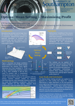 Introduction Methodology Optimal Mean Setting Case Study and