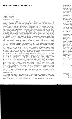 Nested Word Squares - Digital Commons @ Butler University