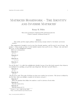Matrices Homework The Identity and Inverse Matrices