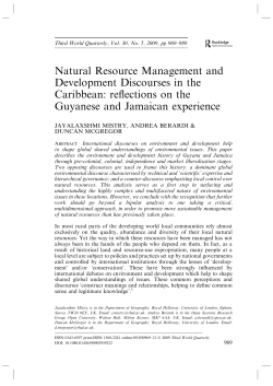 Natural Resource Management and Development Discourses in the