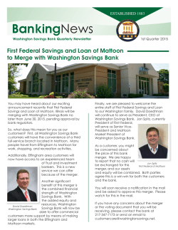 1st Quarter Newsletter - Washington Savings Bank