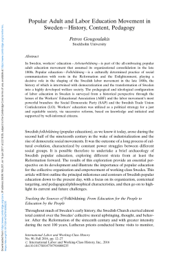 Popular Adult and Labor Education Movement in Sweden&mdash;History