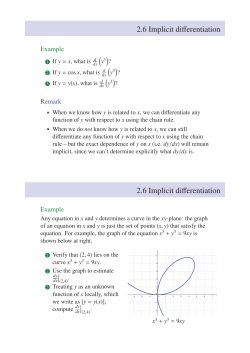 2.6 Implicit differentiation 2.6 Implicit differentiation