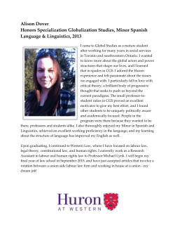 Alison Dover Honors Specialization Globalization Studies, Minor
