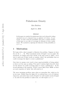 Palindromic Density arXiv:1604.02327v1 [math