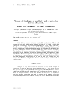 Nitrogen nutrition impact on quantitative traits of early potato