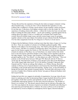 Cracking the Show by Thomas Boswell New York: Doubleday, 1994