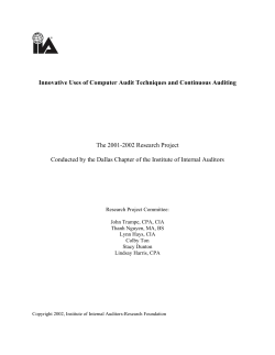 Innovative Uses of Computer Audit Techniques and