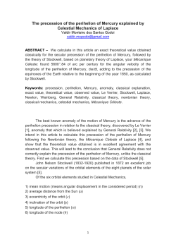 The precession of the perihelion of Mercury explained