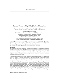Status of Mosses in Nilgiri Hills (Western Ghats), India