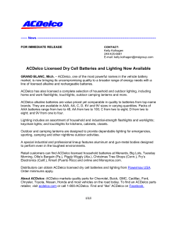ACDelco Licensed Dry Cell Batteries and Lighting Now Available