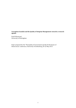 1 Corruption Scandals and the Quality of Integrity Management
