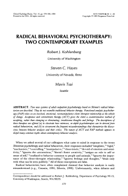 radical behavioral psychotherapy: two contemporary