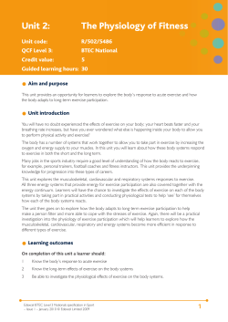 Unit 2: The Physiology of Fitness - Edexcel