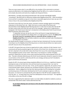 SEDLESCOMBE NEIGHBOURHOOD PLAN 2016