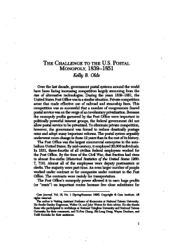 The Challenge To The US Postal Monopoly, 1839-1851