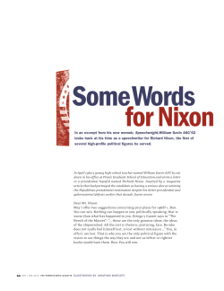 Dear Mr. Nixon: May I offer two suggestions concerning your plans