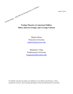 Testing Theories of American Politics: Elites, Interest
