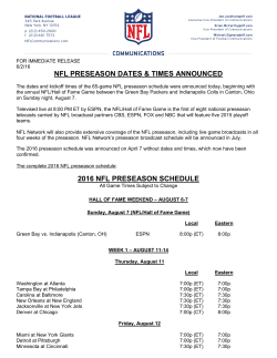 Preseason Schedule Dates Times