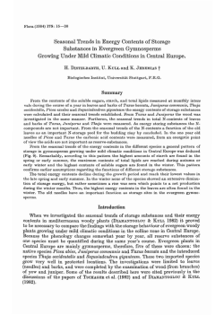 Seasonal Trends in Energy Contents of Storage Substances in