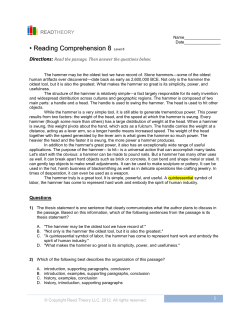 Reading Comprehension 8