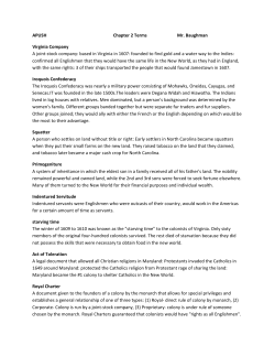 APUSH Chapter 2 Terms Mr. Baughman Virginia Company A joint