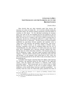 A LICENSE TO BET: LIFE INSURANCE AND THE GAMBLING ACT