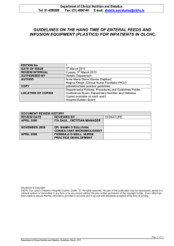 guidelines on the hang time of enteral feeds